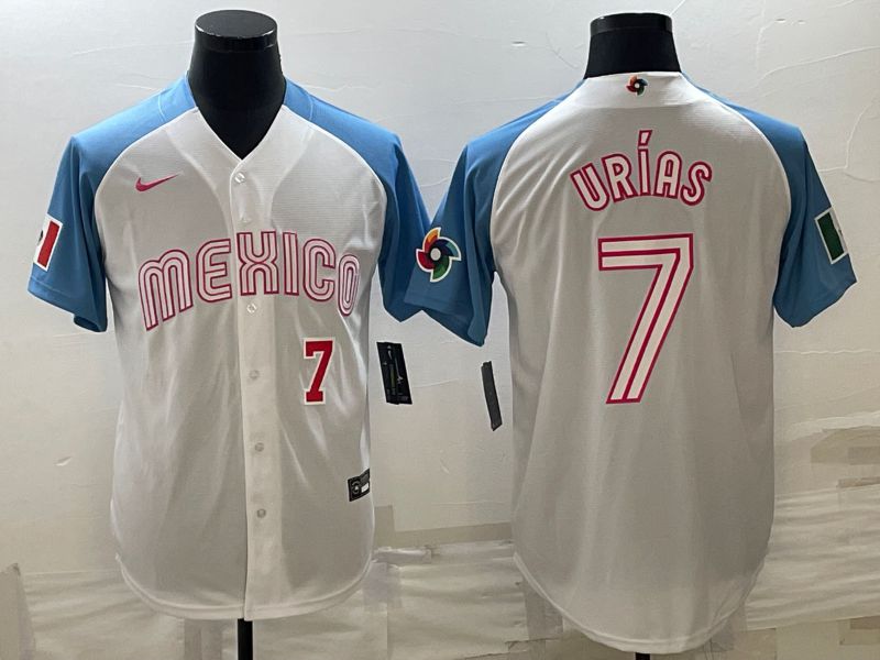 Men 2023 World Cub Mexico #7 Urias White blue Nike MLB Jersey4->more jerseys->MLB Jersey